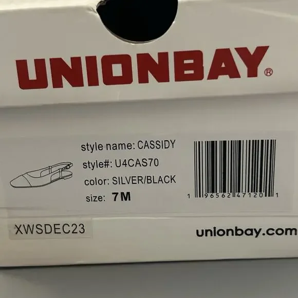 UNIONBAY Women's Cassidy Ballet Flat Sandal Silver/Black New w/ Box 7M - Picture 9 of 9